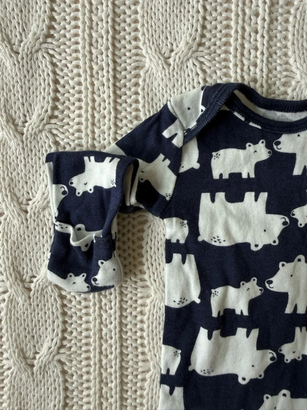 Carter's Navy and White Polar Bear Print Baby Newborn One-Piece